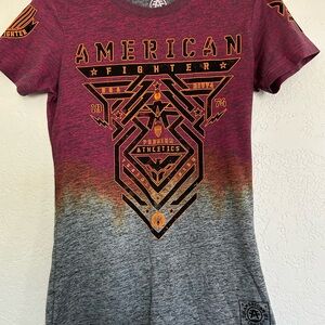 American Fighter Women's Red and Gray Ombre Tee